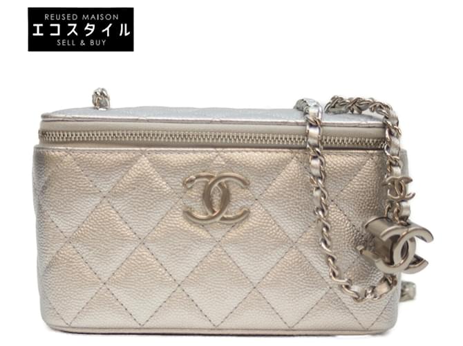 Chanel AP3940 Caviar Silver Vanity Bag Silvery ref.2586416 - Joli