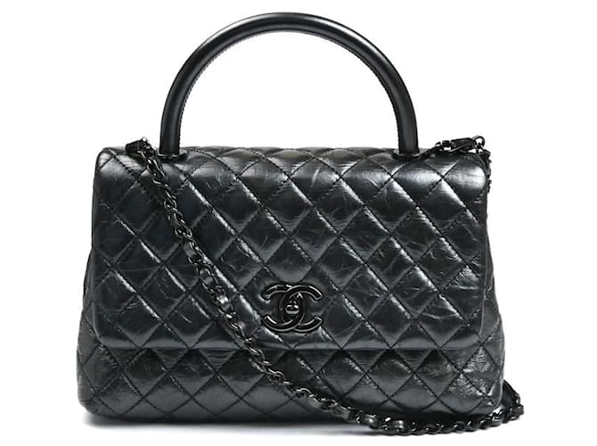 CHANEL Coco Handle 29 Aged Calfskin 2-Way Shoulder Bag Black
