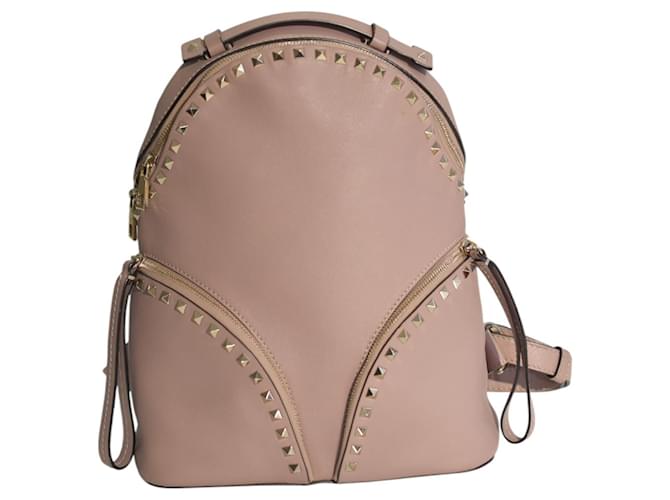 blush pink leather backpack Belle & Bloom Camila A zippered laptop sleeve keeps your tech secure and protected Calf Leather handbag Color Light