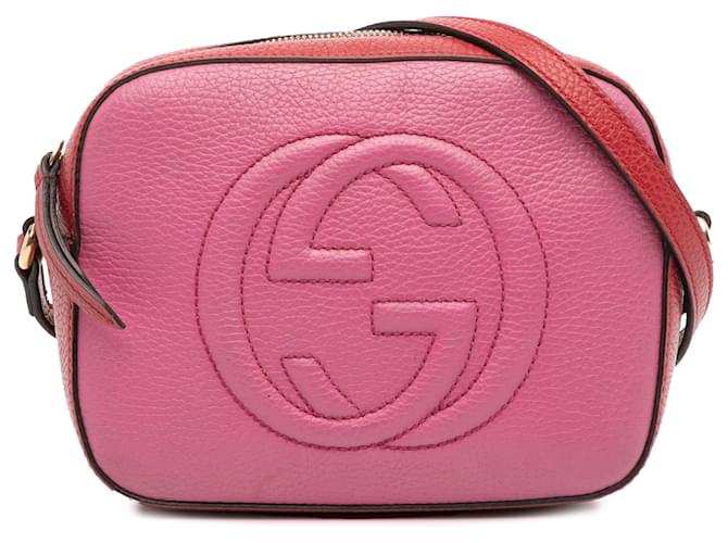 Gucci Pink Small Bicolor Leather Soho Disco Crossbody Pony-style