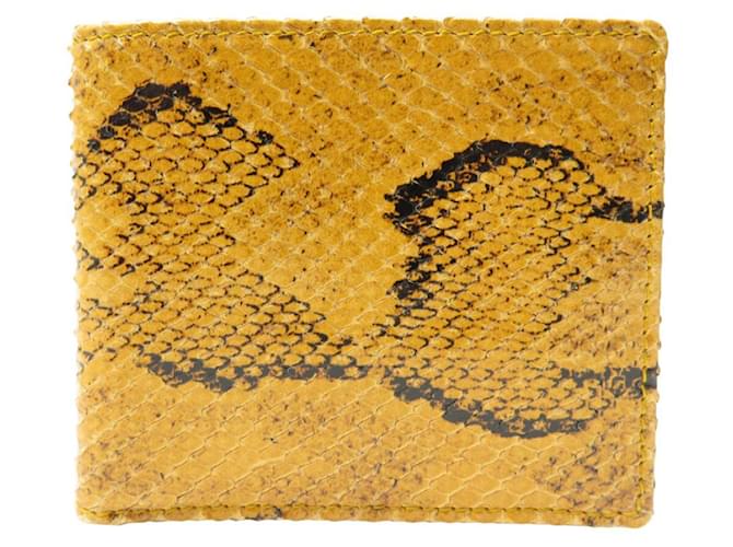 NEW GUCCI 664784 PYTHON LEATHER YELLOW CARD HOLDER Exotic leather