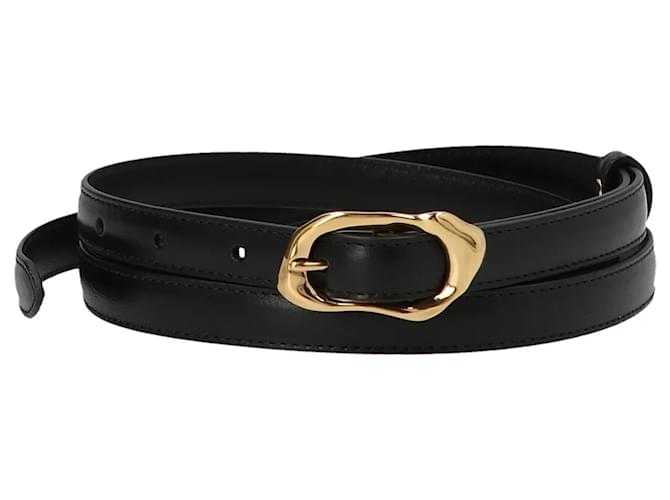 Alexander McQueen Double-Wrap Belt Black Gold hardware Leather ref