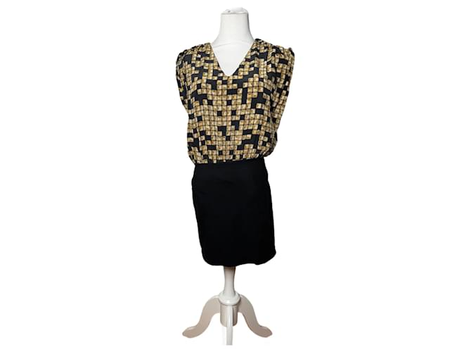 Vintage Alexander Wang Silk Midi Dress Black Gold L ref.2601857 - Joli  Closet
