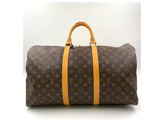 Louis Vuitton Keepall 50 Monogram Boston Bag Brown Cloth ref