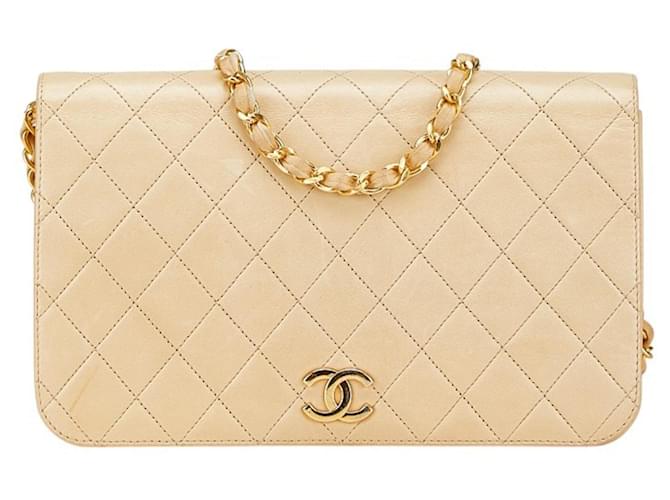 Chanel Matelasse Coco Mark Push Lock Chain Shoulder Bag Beige