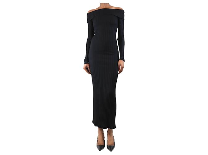 simon miller rib dress Simon Miller Black off the shoulder ribbed maxi dress - size XS Rayon  ref.2612885