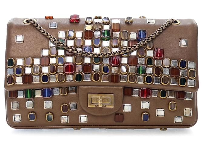 Chanel Brown Paris Byzance Gripoix Bijoux Reissue 2.55 Calfskin