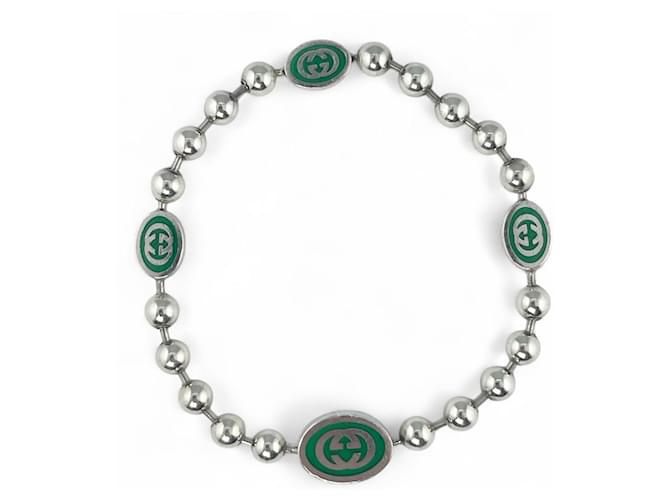 GUCCI Interlocking G Ball Chain Bracelet Green ref.JC2623250 (Sold