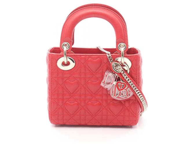 Christian Dior Lady Dior ハート ハンドバッグ Christian Dior Dior Lady Mini Heart Cannage Handbag Red Leather