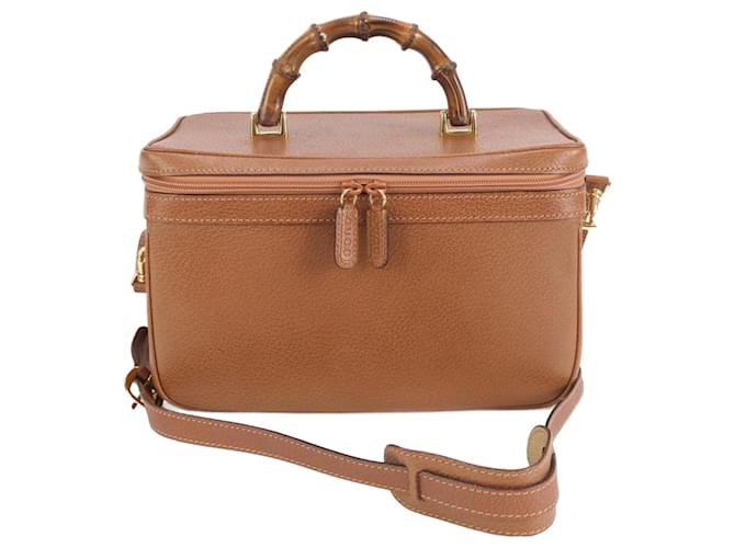 Gucci Bamboo Vanity Leather Shoulder Bag Brown ref.2635328 - Joli