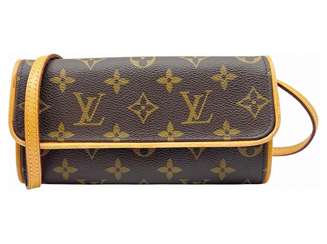 Louis Vuitton Pochette Twin PM M51854 Clutch Bag Brown Leather
