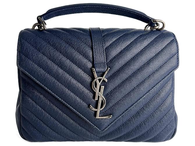 Saint Laurent College Medium Chevron Quilted Leather 2-Ways