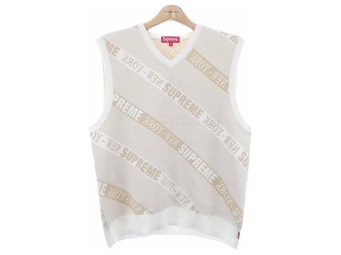 Supreme STRIPE SWEATER VEST Vest Beige Cotton ref.2644476 - Joli
