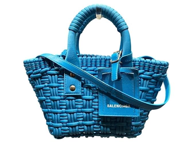 BALENCIAGA ビストロ　XXS Sac à main Balenciaga Bistro XXS Elasthane Bleu ref.2644895 - Joli