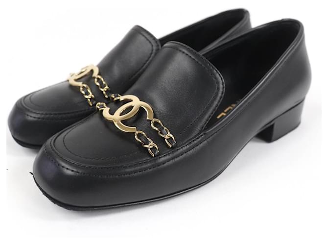 Chanel COCO Mark Leather Loafers Black ref.2659349 - Joli Closet