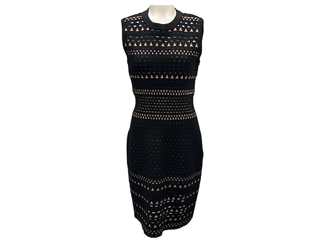 Alaa Alaia Black / Nude Sleeveless Knit Cocktail Dress Wool ref.2666316 -  Joli Closet