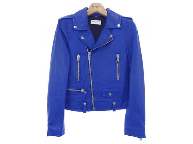 Yves Saint Laurent Saint Laurent Leather Riders Jacket Blue ref