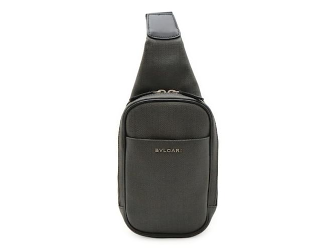 Bulgari Bvlgari Weekend Shoulder Bag Brown Black Leather Plastic