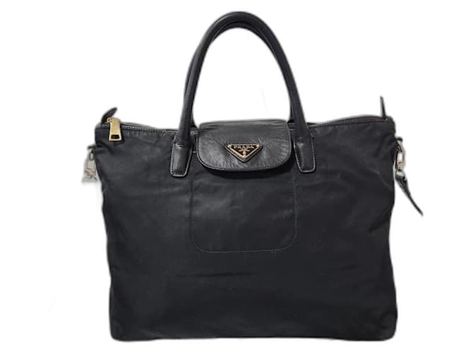 PRADA Tessuto Nylon & Saffiano Leather Tote Bag Black ref.2670446