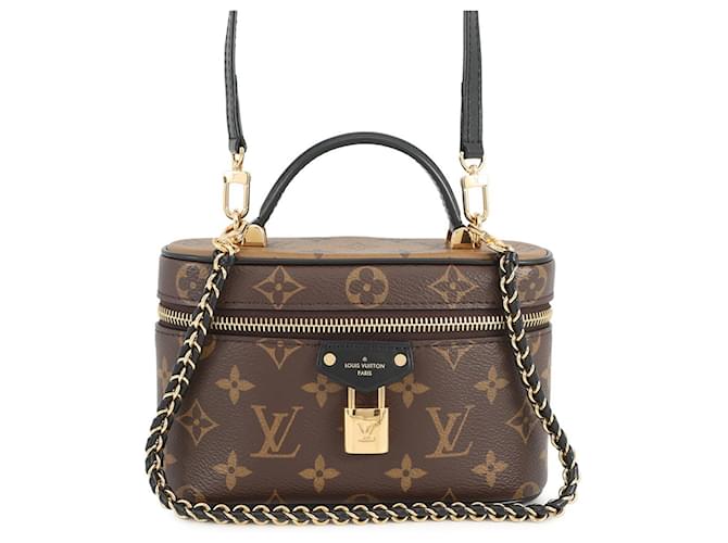 Louis Vuitton Monogram Reverse Vanity Chain Pouch Black Patent