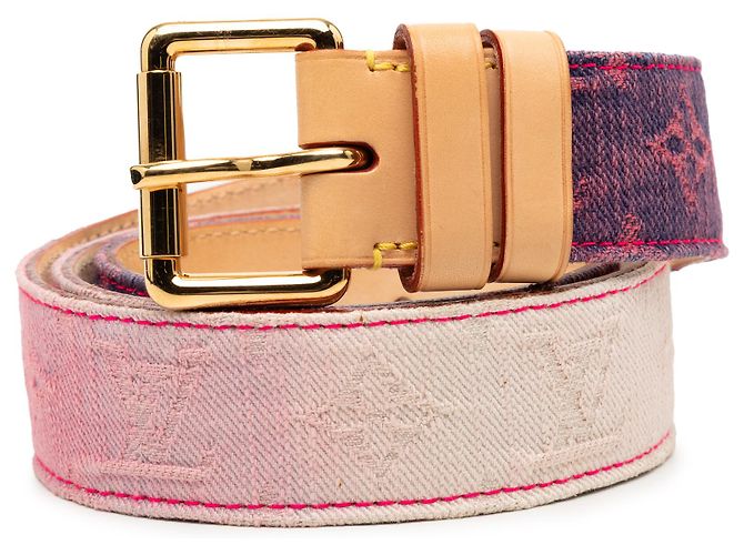 ? Louis Vuitton Pink Monogram Denim Belt Louis Vuitton Pink Monogram Denim Belt Size 90/36 | Yoogi main image 3