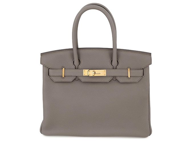 Hermès Hermes Birkin 30 Handbag in Etain/Pink Togo Leather Grey ref ...