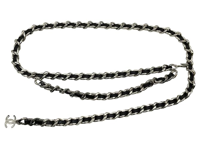 Chanel Vintage 1996 Black Leather Chain Belt ref.2690251 - Joli Closet