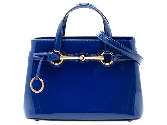 Gucci Blue Patent Bright Bit Satchel Leather Patent leather ref