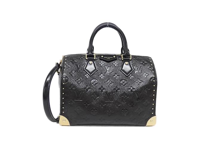 Louis Vuitton Monogram Saga Speedy Trunk Boston Bag Black Leather