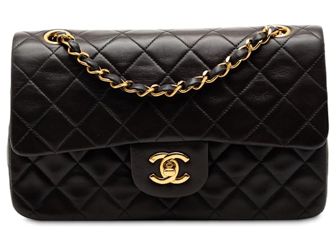 Chanel Black Small Classic Lambskin Double Flap Leather ref