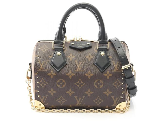 Louis Vuitton Speedy Trunk 20 Monogram Reverse Handbag Brown Black