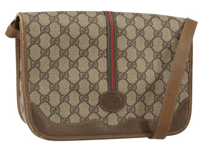 GUCCI GG Supreme Web Sherry Line Shoulder Bag PVC Beige 001 066