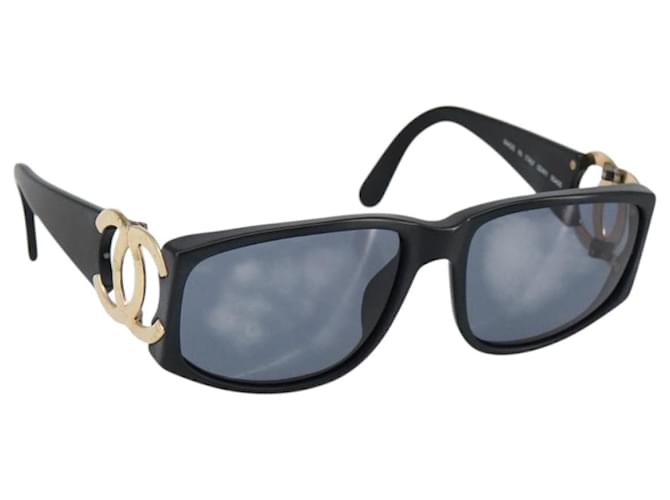 CHANEL COCO Mark Sunglasses Plastic Black CC Auth 143837 ref