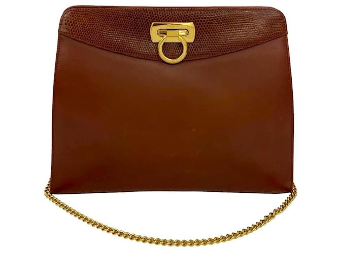 Salvatore Ferragamo Ferragamo Brown Leather Gancini Chain