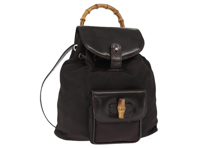 GUCCI Bamboo Mini Backpack Nylon Black Silver 003 1705 0030  display picture 1