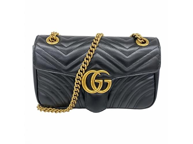 Gucci GG Marmont Shoulder Bag 443497 Black Leather ref.2720689