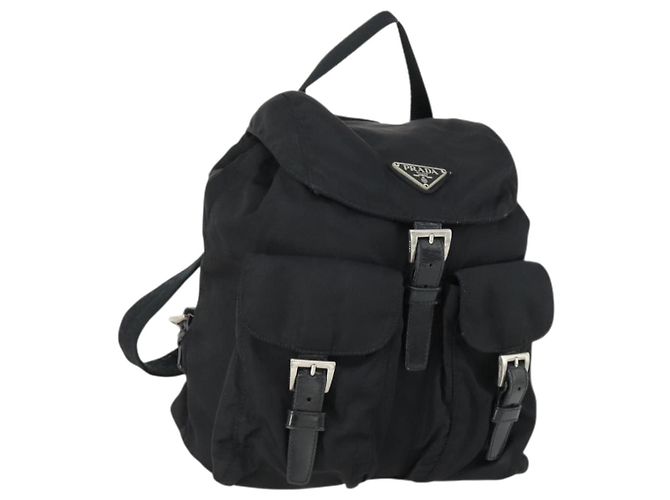 PRADA Backpack Nylon Black Silver Auth ka1167 Silvery ref  display picture 3