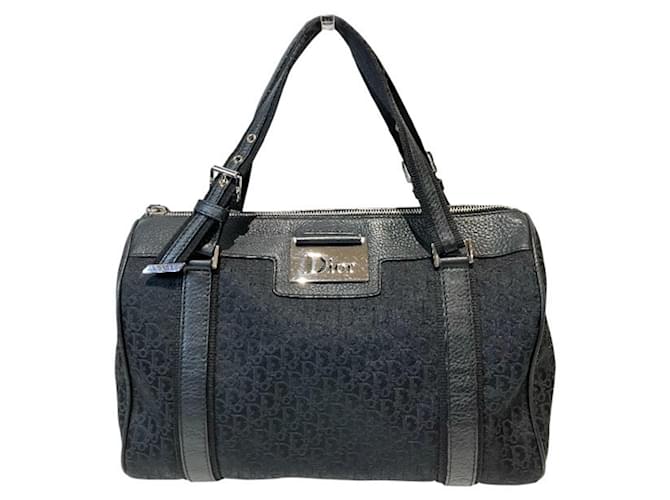 Christian Dior Trotter Handbag Black Leather Cloth ref.2722502