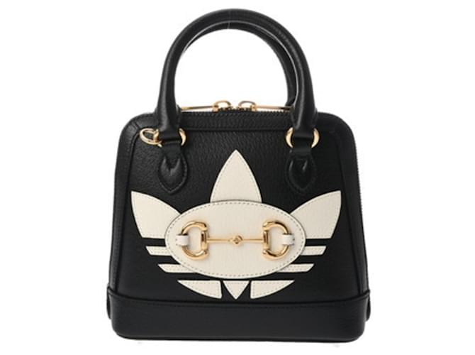 Gucci Adidas Collaboration Black and White Leather Handbag ref