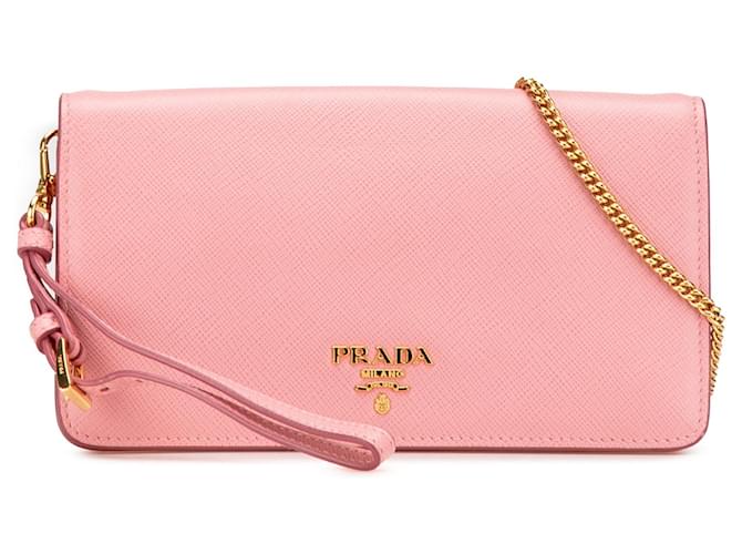 Prada Saffiano Lux Wallet On Chain Pink Leather ref.2739931 - Joli