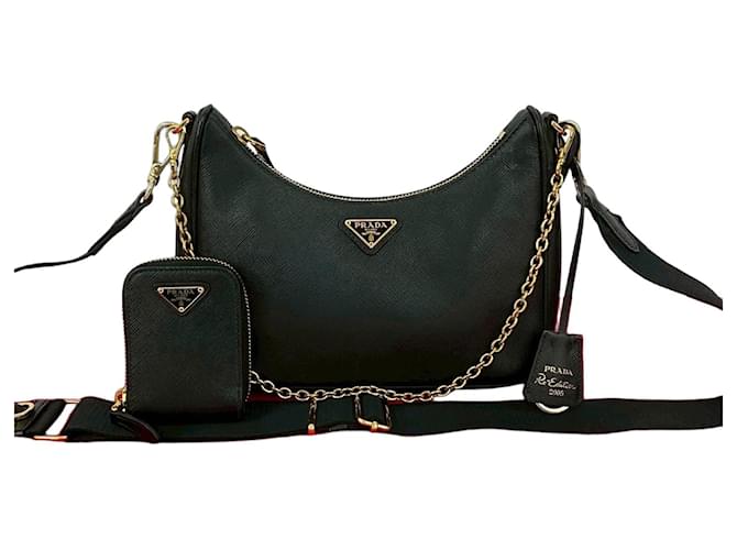 Prada Saffiano 2way Shoulder Bag Black Leather ref.2739998 - Joli Prada Saffiano 2way Shoulder Bag Black Leather ref.2739998 - Joli