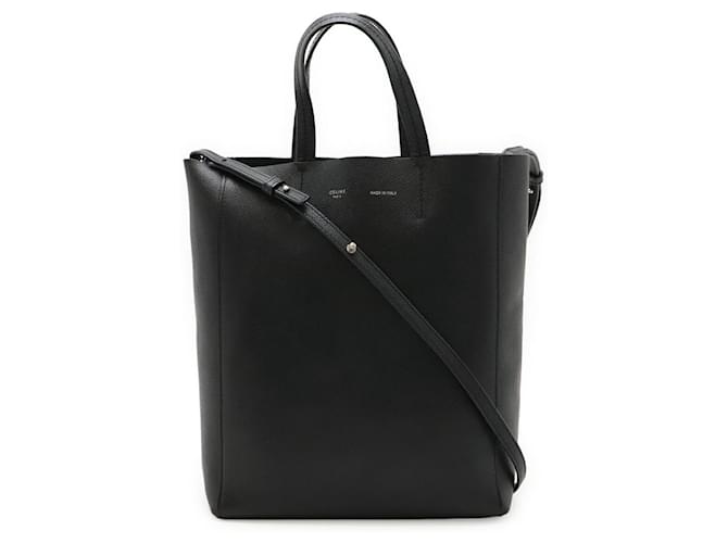 Céline Celine Vertical Cabas Calfskin 2way Bag Black Leather ref