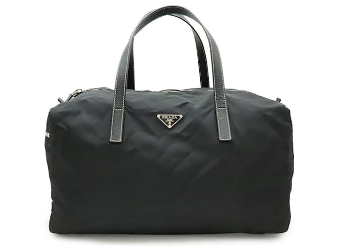 Prada Nylon Leather Handbag Mini Boston Bag Black ref.2757225