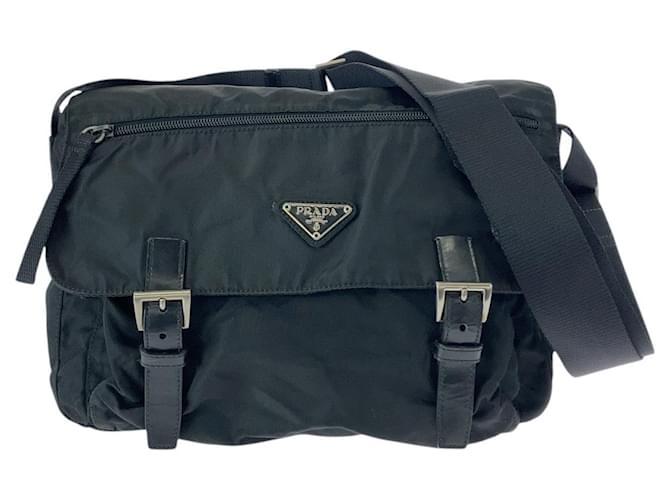 Prada Nylon Tessuto Triangle Logo Shoulder Bag Black ref.2757960