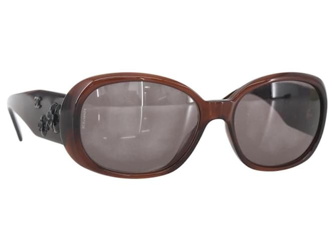 CHANEL Camelia Sunglasses plastic Brown 5113-A CC Auth 161695 ref