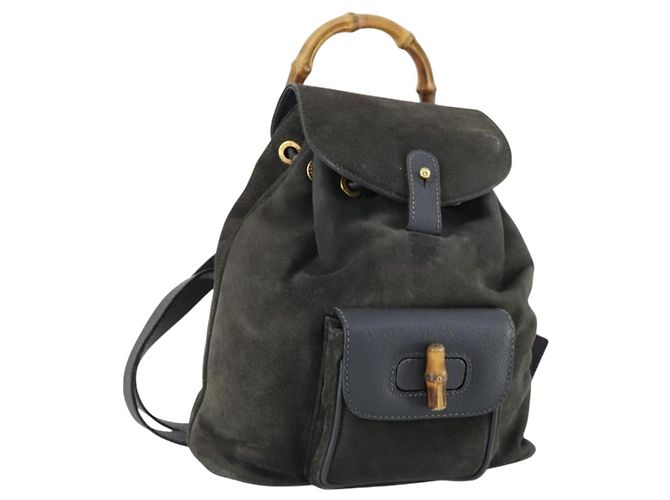 GUCCI Bamboo Backpack Suede Navy Gold 003 1705 0030 Auth  display picture 2