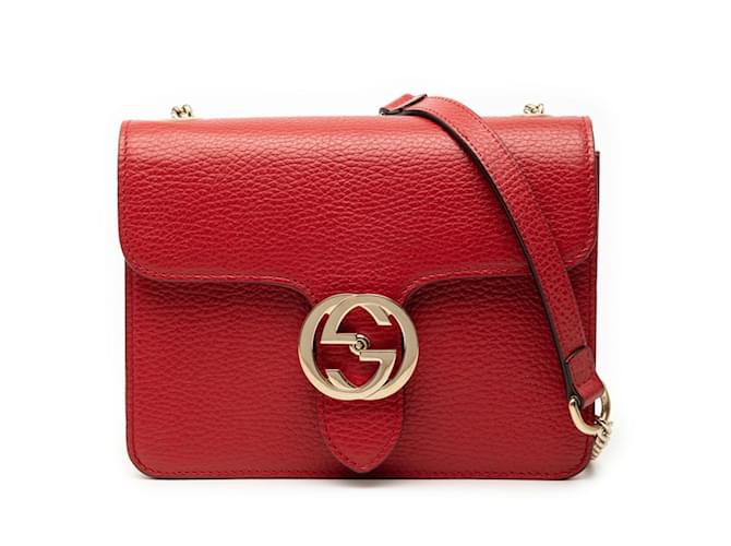 グッチ　GUCCI　パーティーバック Gucci Interlocking G Chain Shoulder Bag Red Leather ref.2804372