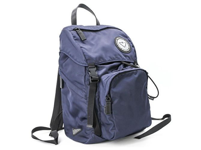 PRADA Nylon Backpack in Navy with Saffiano Leather and Nylon  display picture 2