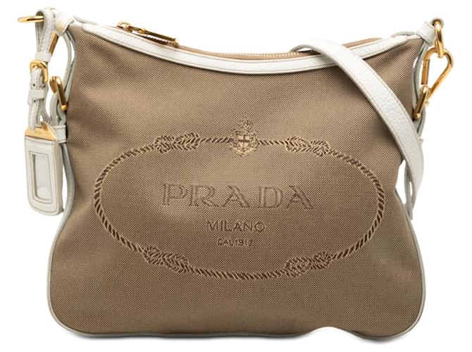 Prada Beige Canvas Canapa Logo Crossbody Cloth ref.2814104 - Joli
