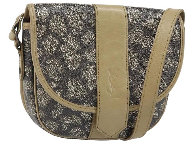 SAINT LAURENT Shoulder Bag PVC Leather Gray Gold Auth ti3759  SAINT LAURENT Hand Bag Leather PVC 2way Black Brown gold Auth bs31752 main image 0